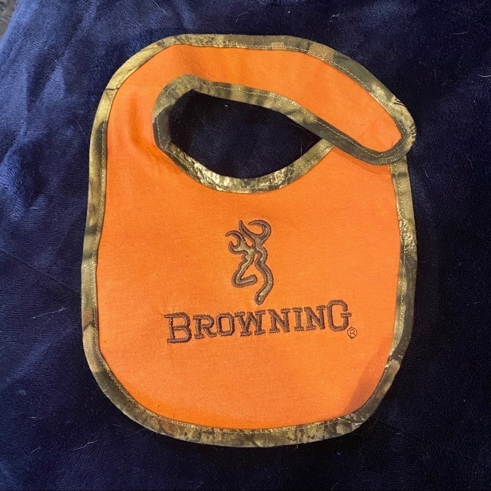 Browning Orange Camo Trim Baby Bib